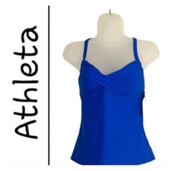 Athleta Womens‎ Twister Tank Tankini Top Swim Adjustable Straps Blue - Picture 1 of 11